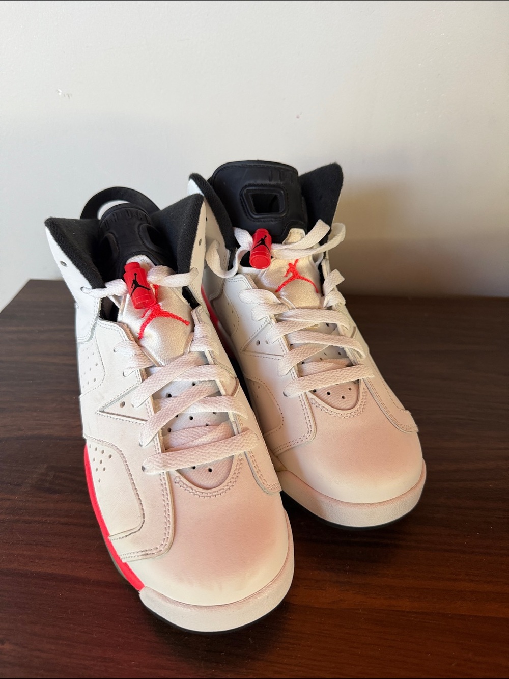 Jordan Infrared 6’s White and Red Basketball Shoes with Black Accents